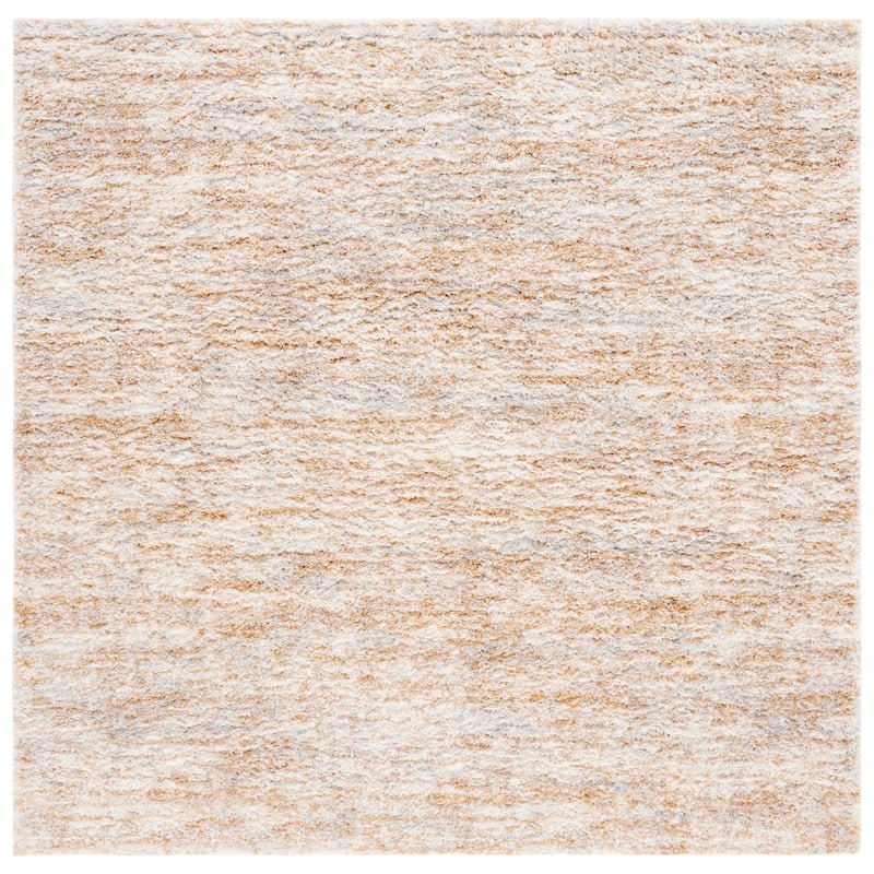 SAFAVIEH, Berber Shag Marije 1.25-inch Thick Rug - 8' Square - Ivory/Light Gold