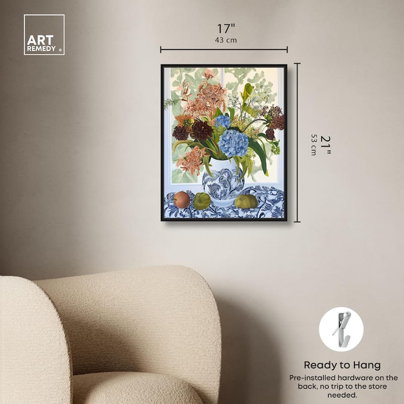 Blue Vase Bounty Canvas by Art Remedy