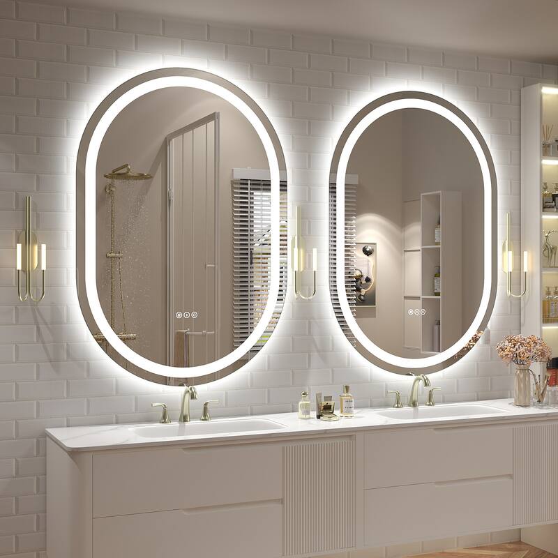 UL Certified Oval LED Lighted Anti-fog Wall Bathroom Vanity Mirror