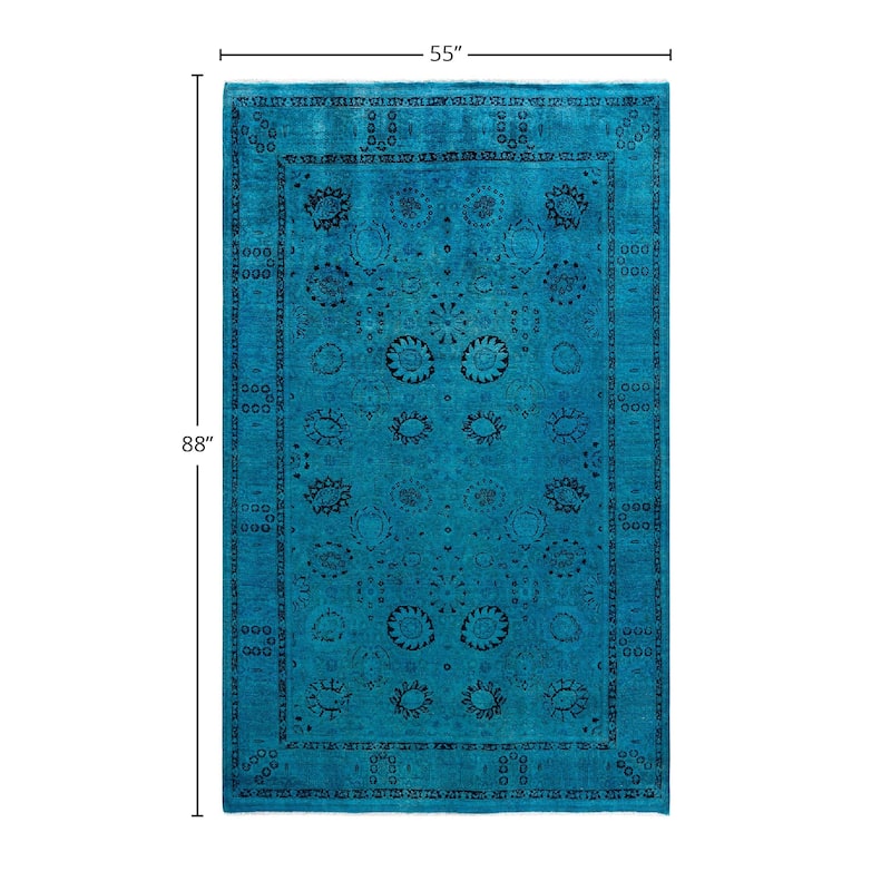 Contemporary Overdyed Wool Hand Knotted Area Rug - 4' 7" x 7' 4"