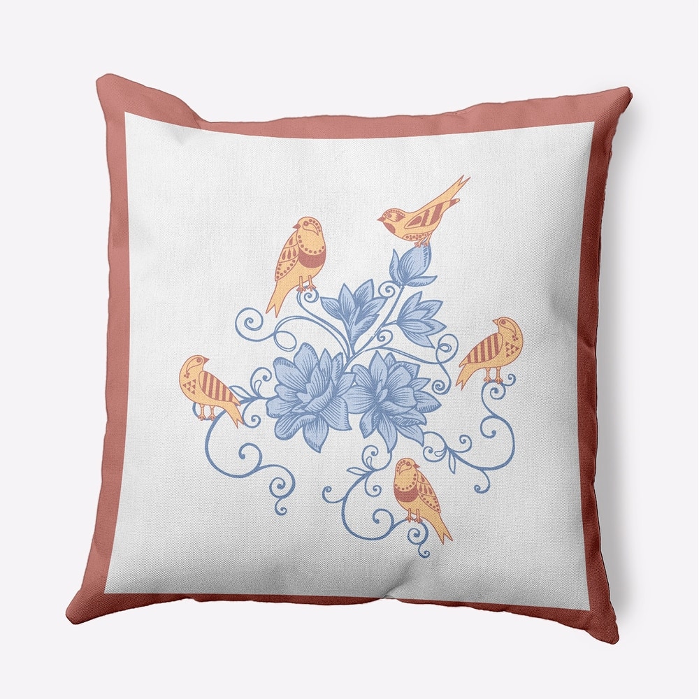 Birds And Flowers Decorative Throw Pillow