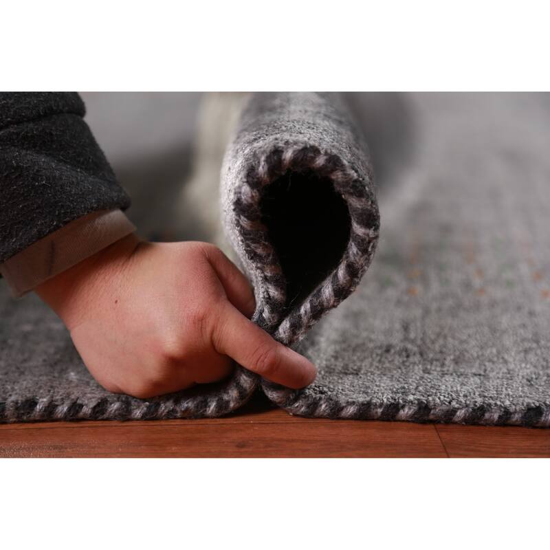 Gray Gabbeh Indian Area Rug Handmade Silk Carpet - 8'0" x 9'6"