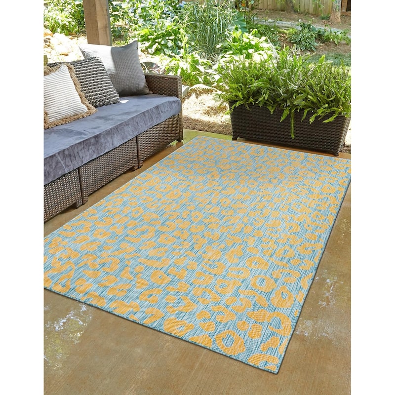 Outdoor Gallery Collection Area Rug - Blue Yellow - 3'x5'