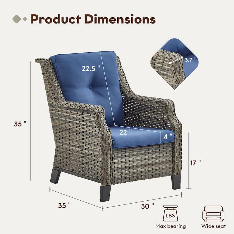 Gymojoy Wicker Patio Chairs with Olefin Cushions Weather-Resistant - 2-Piece