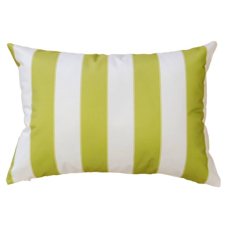 Striped Throw Pillow Indoor Outdoor Use Weather Resistant 14x20 Inches - Lime green