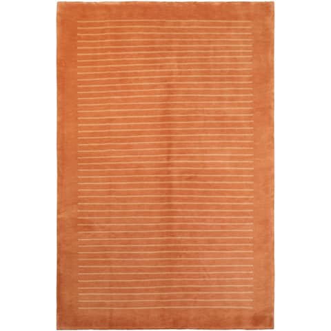 Nepalese Art Deco Cohen Rust/Tan Wool Rug (6'0'' x 9'0'') - 6 ft. 0 in. X 9 ft. 0 in.