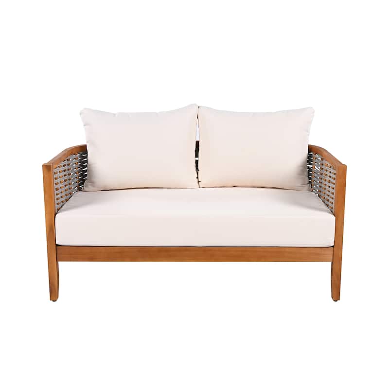 Christopher Knight Home - Alderidge Patio Acacia Wood Tub Design 4 Piece Chat Set with Cushion