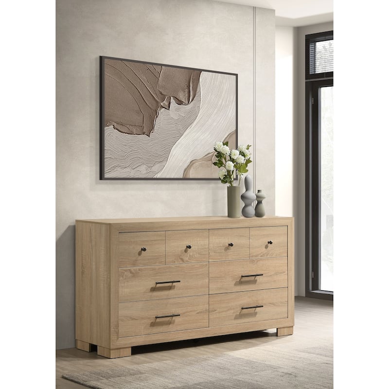Arielle 6-drawer Bedroom Dresser with Mirror Light Oak