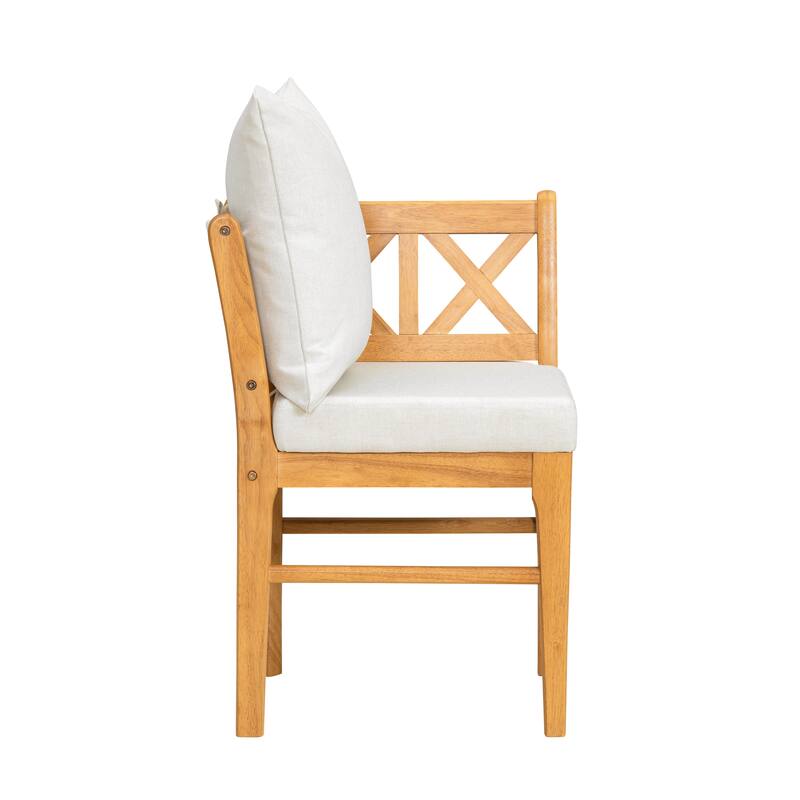 Farmhouse Dining Chairs with Rattan Backrests, Modern Kitchen Corner Chair with Rubber Wood Legs, Wooden Side Chairs, Set of 2