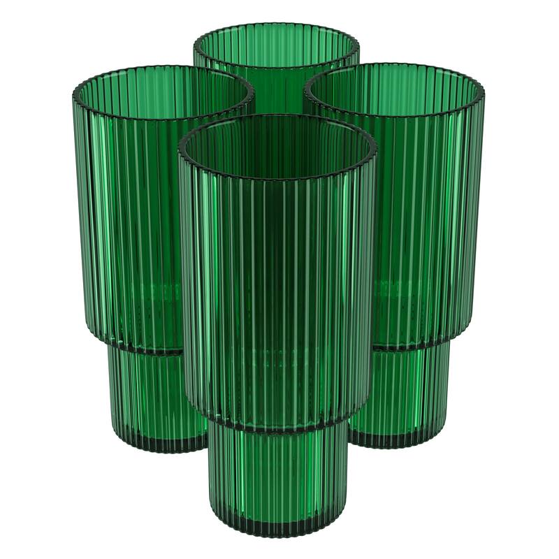 American Atelier Vintage Ribbed Fluted Glasses Set of 4