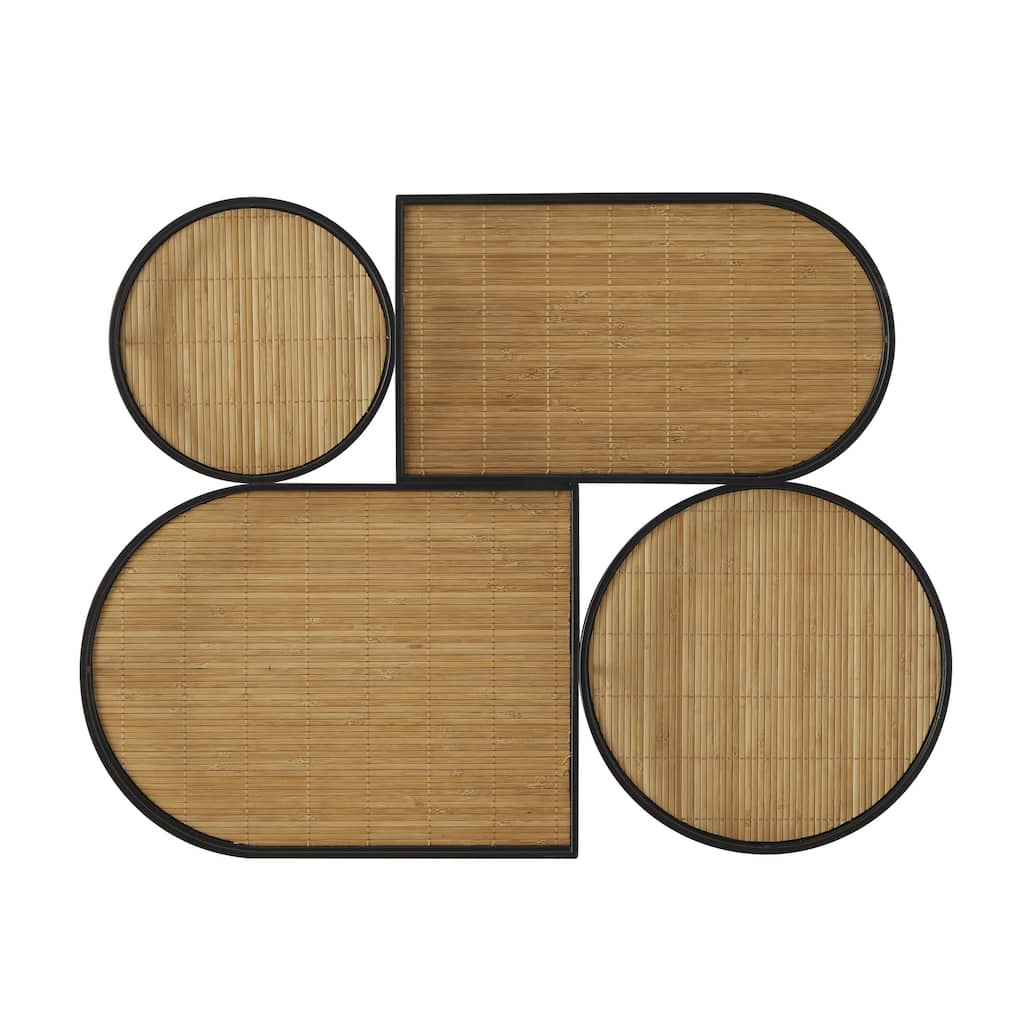 Bamboo Wood Geometric Shapes Wall Decor with Slatted Wood Design - Brown - Roche River Decor