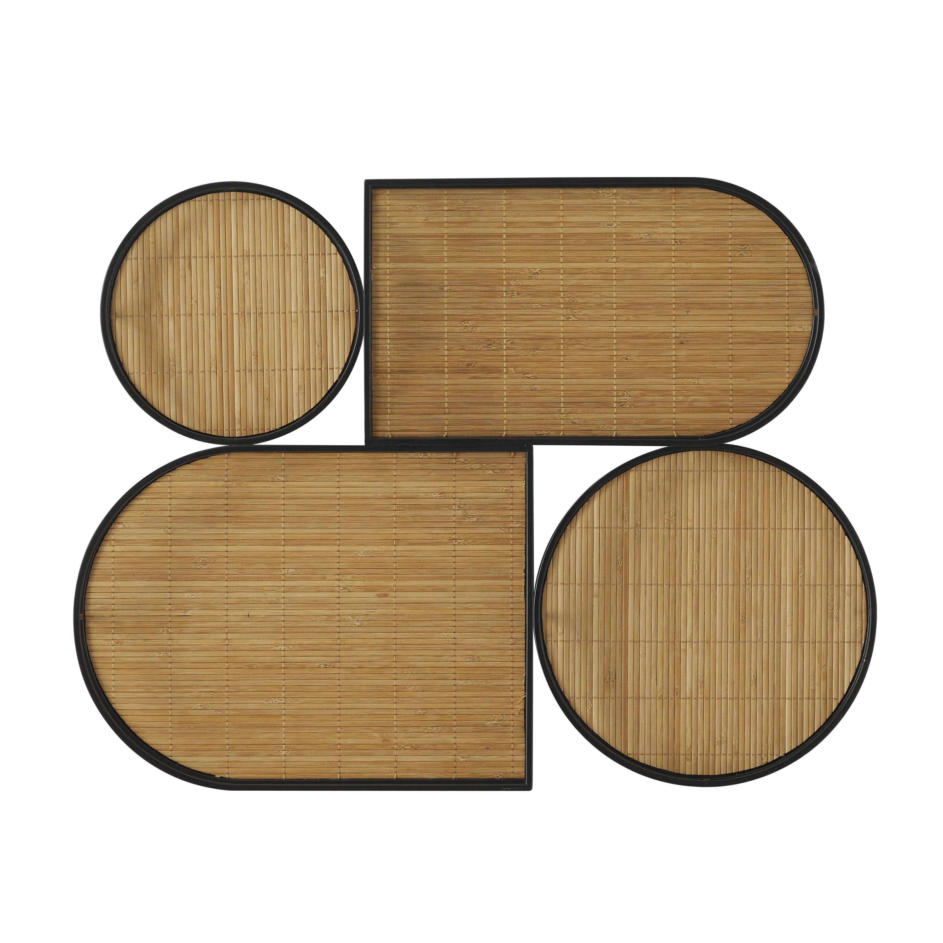 Bamboo Wood Geometric Shapes Wall Decor with Slatted Wood Design - Brown - Roche River Decor