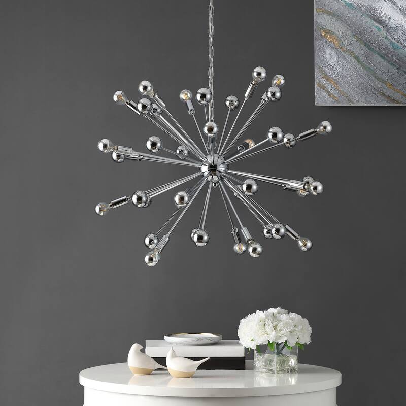 SAFAVIEH Lighting Starburst Sputnik 20-light Chrome Chandelier - 31"x31"x22-94" - 31"W x 31"D x 94"H