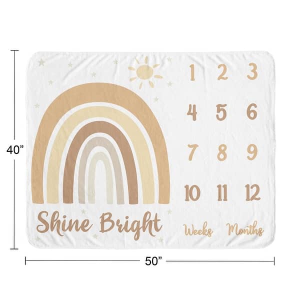 Neutral Boho Rainbow Unisex Baby Monthly Milestone Blanket Mustard Yellow Orange Bohemian Sunshine Modern Vintage Shine Bright
