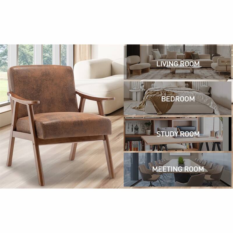 Mid-Century Modern Chair,Solid Wood Frame, Accent Chair