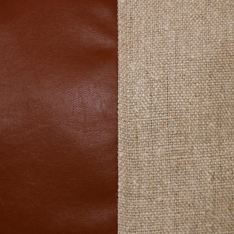 Sevita Hand-Woven Tan/Brown Striped Industrial Linen Throw Pillow, 14" x 20"