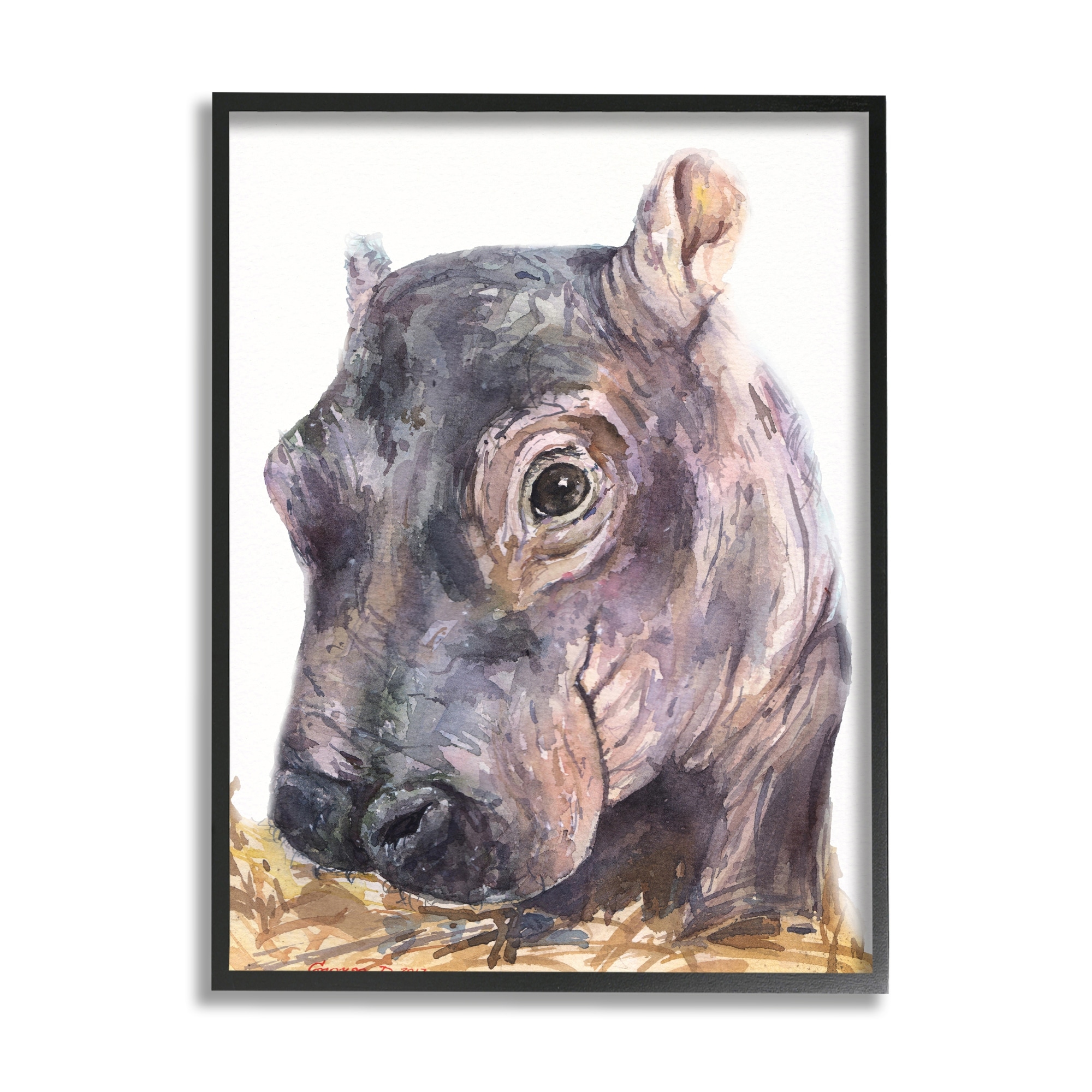 Stupell Industries Baby Hippo Portrait Adorable Grey Safari Animal Framed Wall Art Overstock 32541152