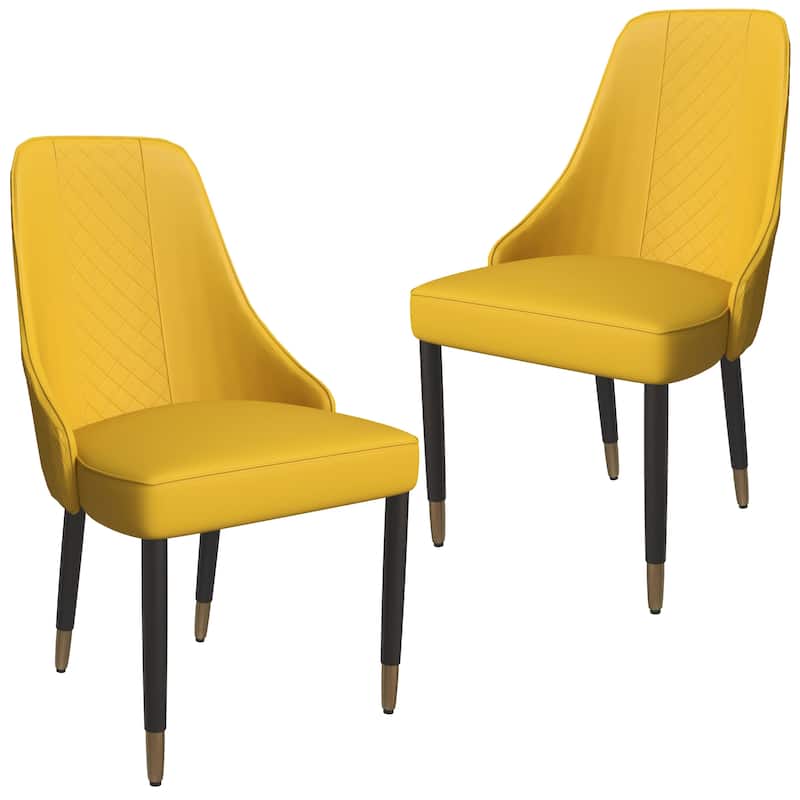 Allure Dining Chairs Fabtic/Leather Seat and Back in Oak Wood Set of 2