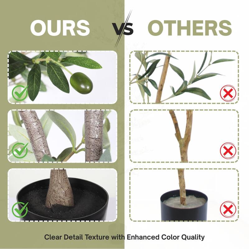 6FT Artificial Olive Tree in Black Plastic Pot, 1pc/set