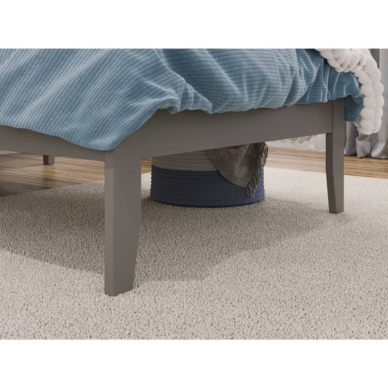 Twin XL Platform Bed - Grey Modern Design, Charging Station & Slat Kit