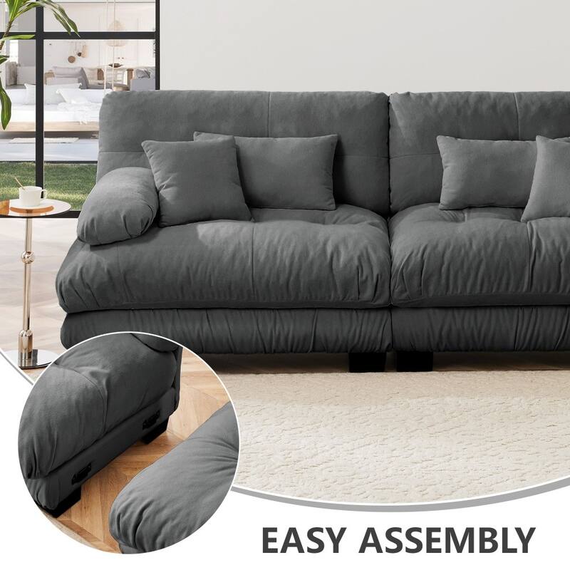 Modern Chenille U-shaped Modular Free Combination Sectional Sofa with 2 Ottomans