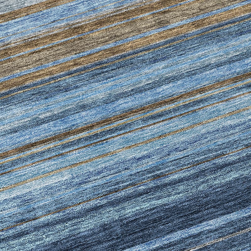 Machine Washable Indoor/ Outdoor Ombre Stripes Chantille Rug