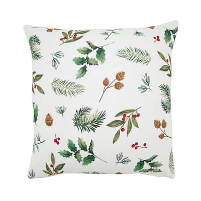 Holly Branch Throw Pillow