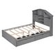 preview thumbnail 38 of 40, Wood Platform Bed with House-shaped Storage Headboard and 2 Drawers for Bedroom