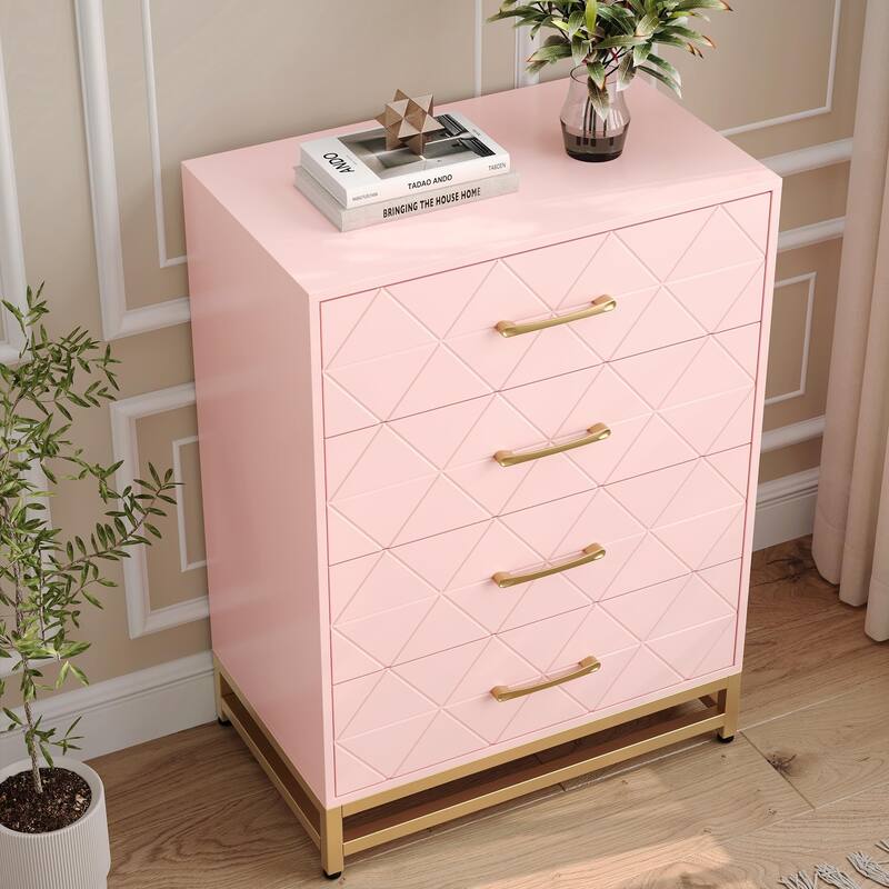 3/4 Drawer Wood Dresser for Bedroom, Modern Storage Chest for Closet