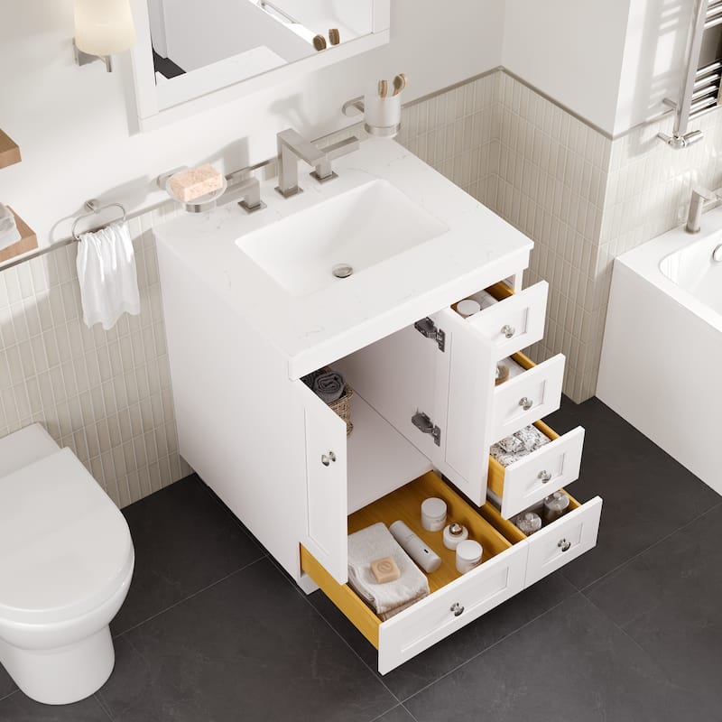 Eviva Acclaim Bath Vanity with Carrara Quartz Top & Undermount Sink