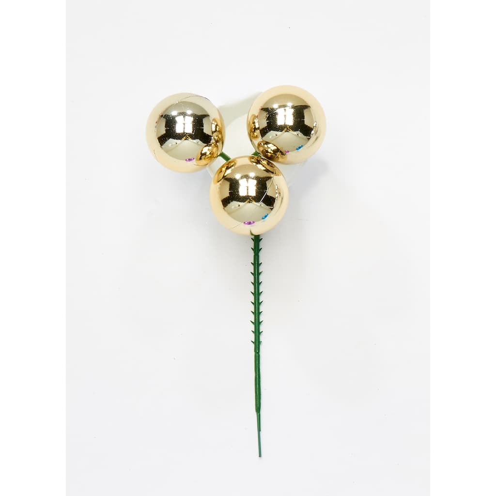 40mm Plastic Ball Pick x 3, Gold, Set of 12 - 9"