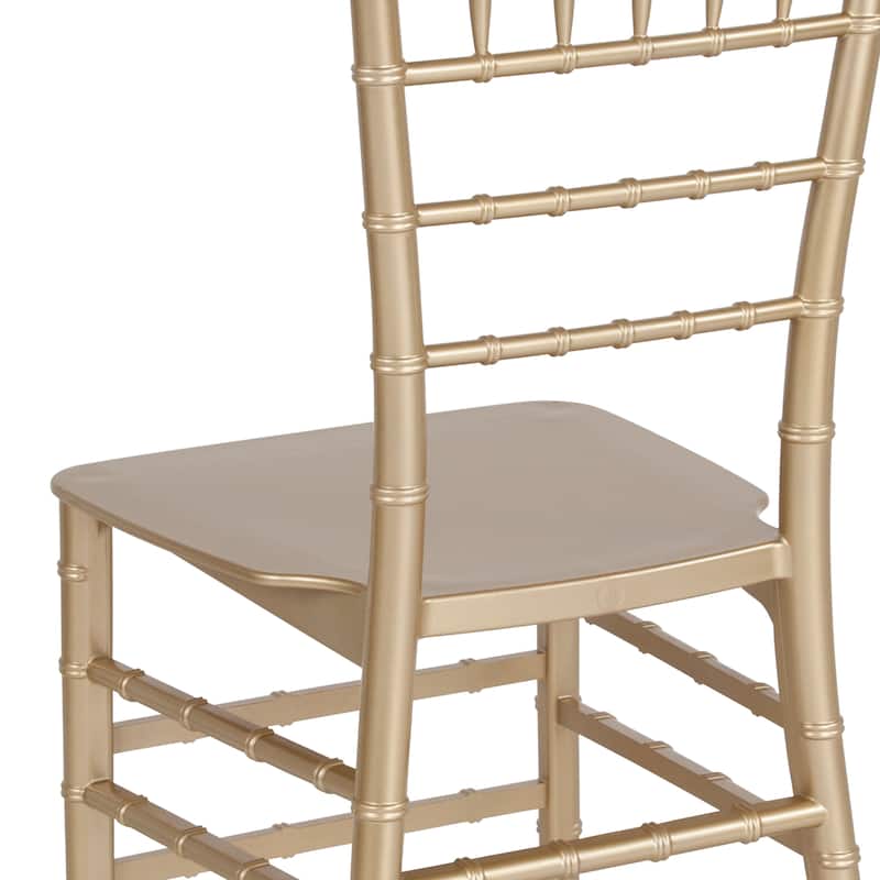 2 Pack Gold Resin Stacking Chiavari Chair - 15"W x 18.75"D x 35"H - 15"W x 18.75"D x 35"H