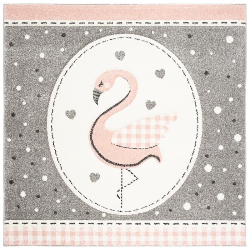 SAFAVIEH Carousel Kids Eufrasia Flamingo Rug - 4' Square - Pink/Ivory