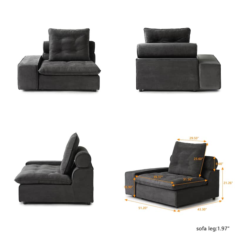 Oversized Down Filled Sectional Couches for Living Room U-Shaped Modular Couch,Adjustable Backrest