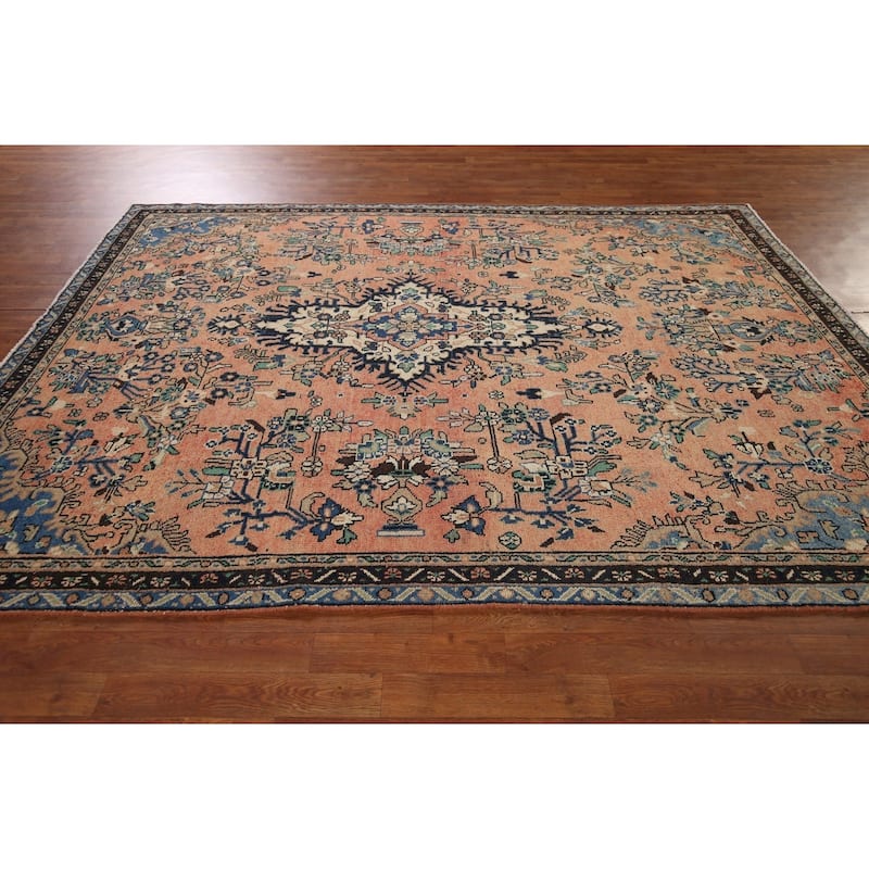 Hamedan Persian Vintage Rug Hand-Knotted Wool Carpet - 6'8" x 9'6"