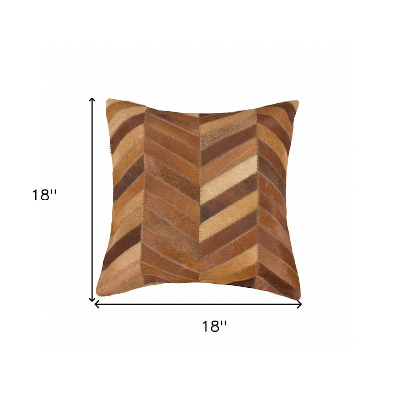 18" Tan Cowhide Throw Pillow