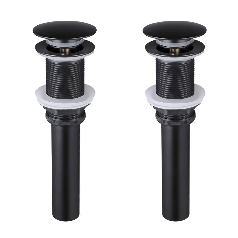 2 Pcs Bathroom Sink Drain Without Overflow, Vessel Sink Lavatory Vanity Pop Up Drain Stopper,304 Stainless Steel - Matte Black