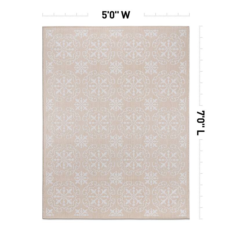 World Rug Gallery Transitional Geometric Textured Flat Weave Indoor/Outdoor Area Rug