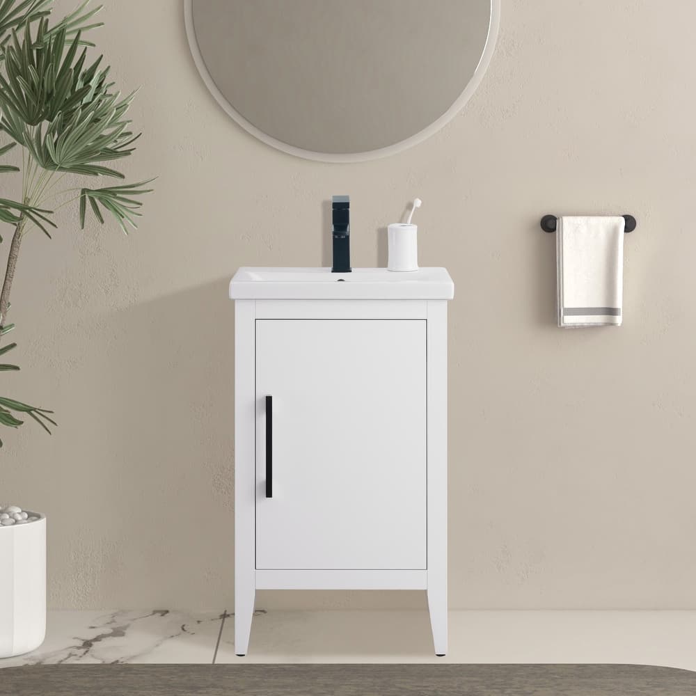 Vanity Art 20" or 24" or 30" Single Sink Bathroom Vanity Cabinet with Ceramic Top