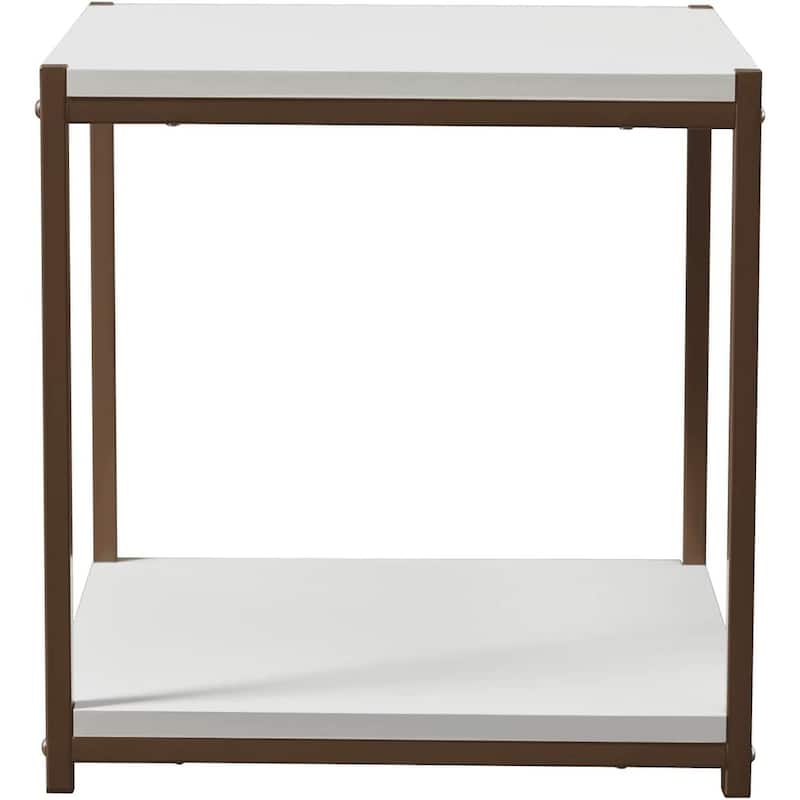 Caffoz Tall Side End Table with Storage Shelf