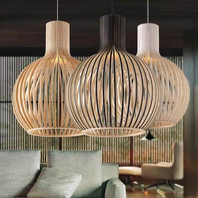 Wooden Ceiling Pendant Light 18.5" 1-light