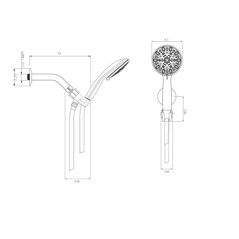 Topcraft Wall Mount Multi-Function Hand Showerhead