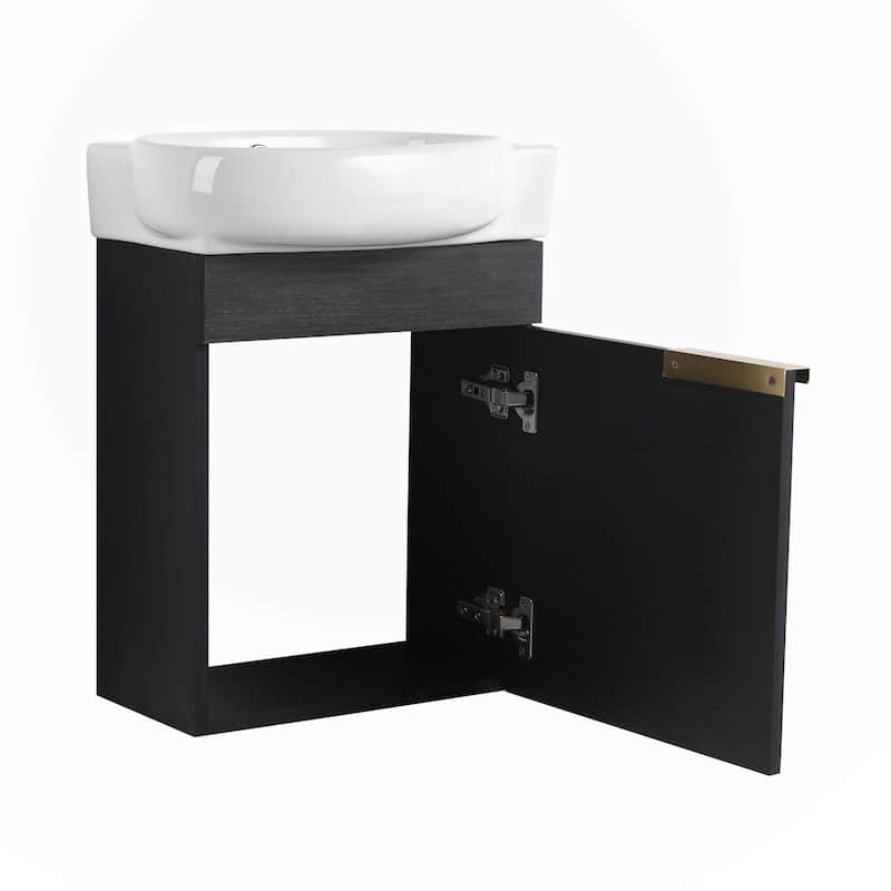 Soft Close Doors Bathroom Vanity With Sink,16 Inch