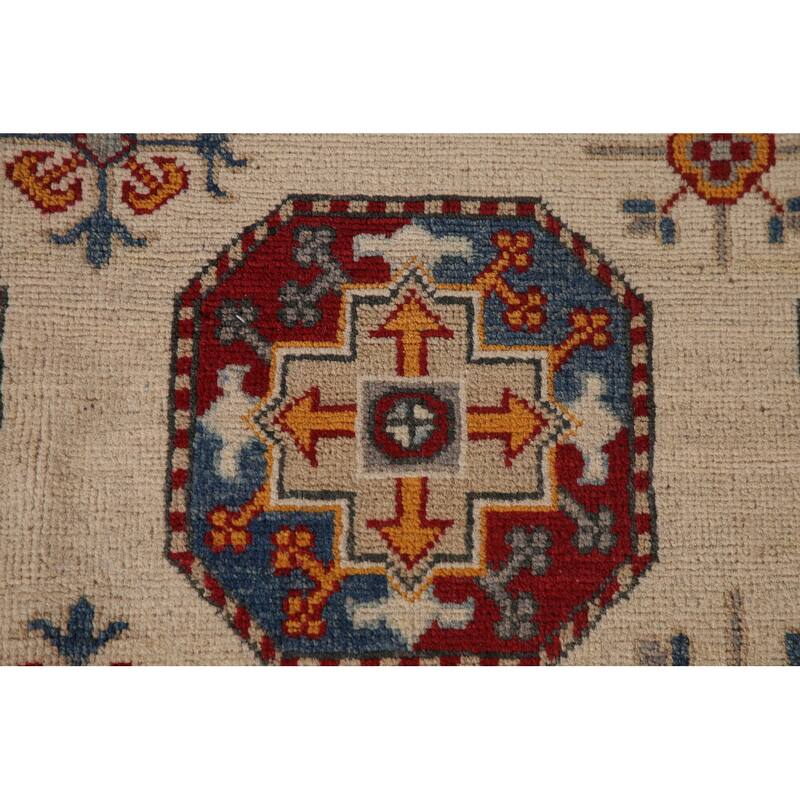 Geometric Kazak Area Rug Handmade Oriental Wool Carpet - 6'8" x 9'11"