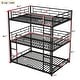 preview thumbnail 10 of 8, Full Steel Triple Bunk Bed with Guardrails, Ladders, Convertible