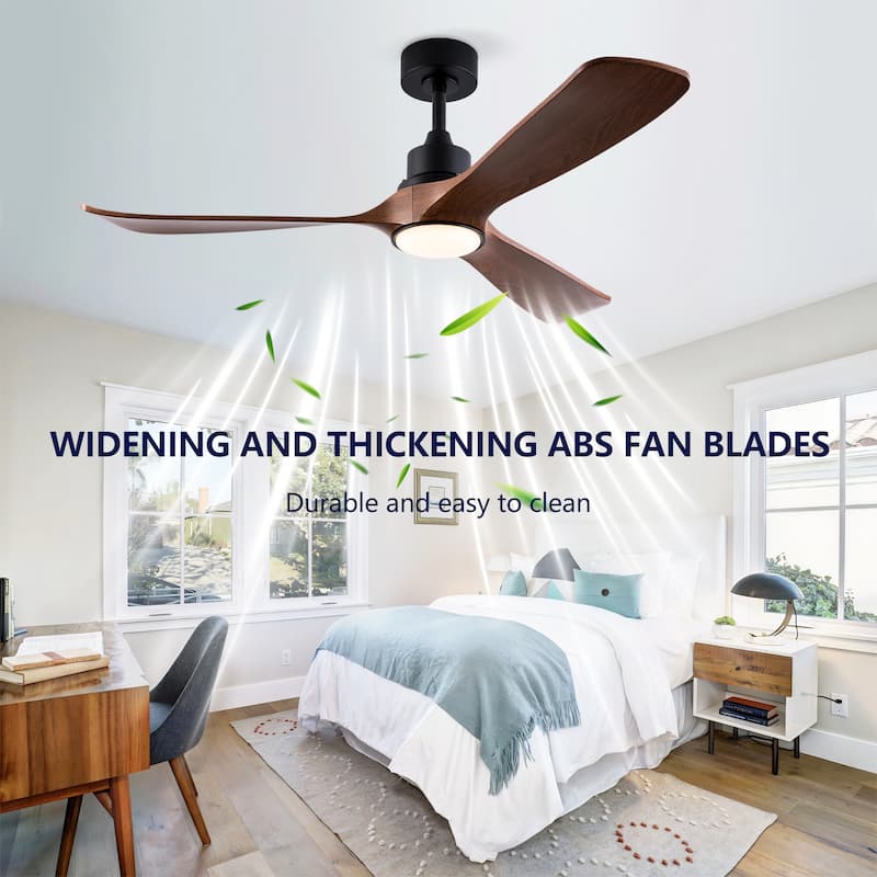 52" Ceiling Fan w/ 3 Color Dimmable 3 ABS Blades Remote Control Reversible DC Motor