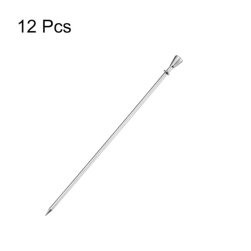 Metal Cocktail Toothpicks Drink Picks Cocktail Skewers 12Pcs - Silver
