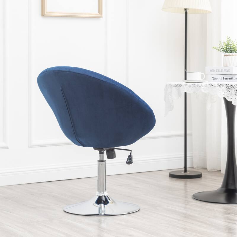 Blue Modern 28.25" Velvet Swivel Button Tufted Accent Chair with Hydraulic Base