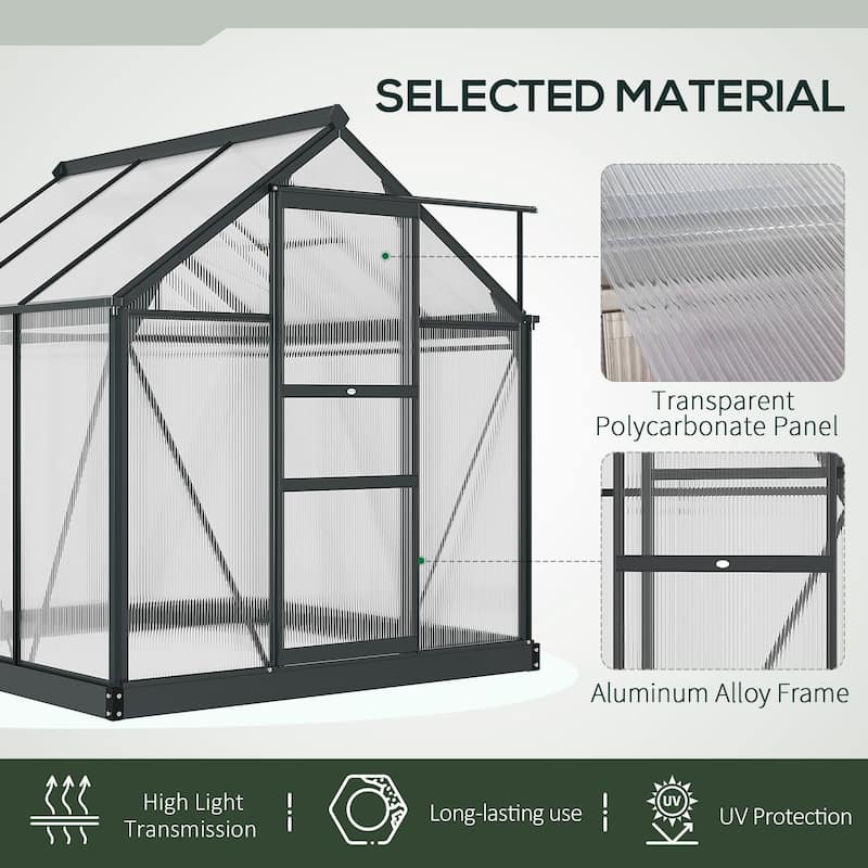 Outsunny Polycarbonate Walk-In Greenhouse for Outdoors - CLEAR