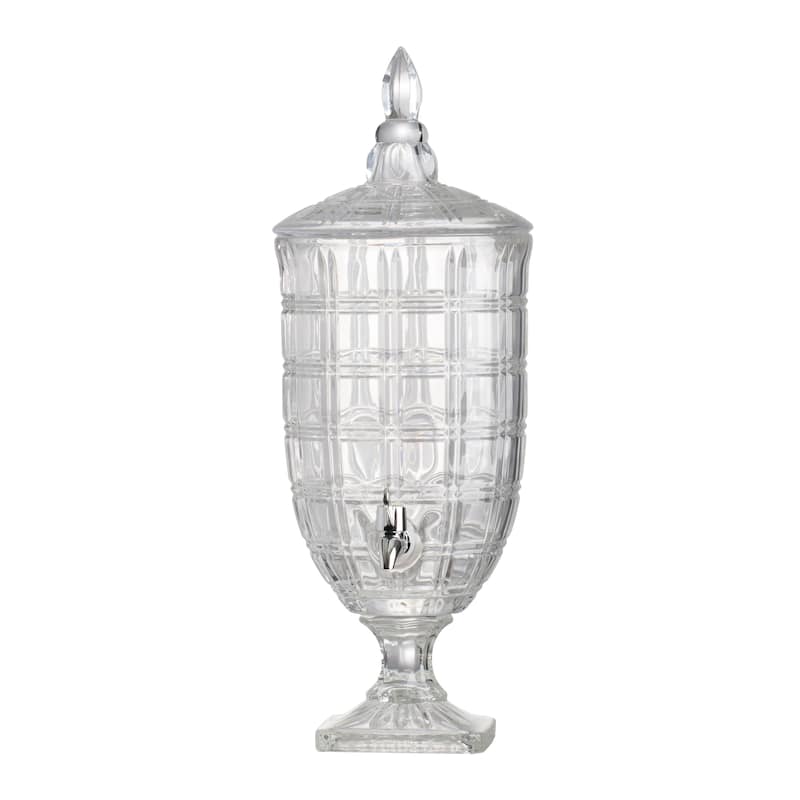 A&B Home Clear and Polished Silver 21-inch Grid Pattern Lidded Drink Dispenser